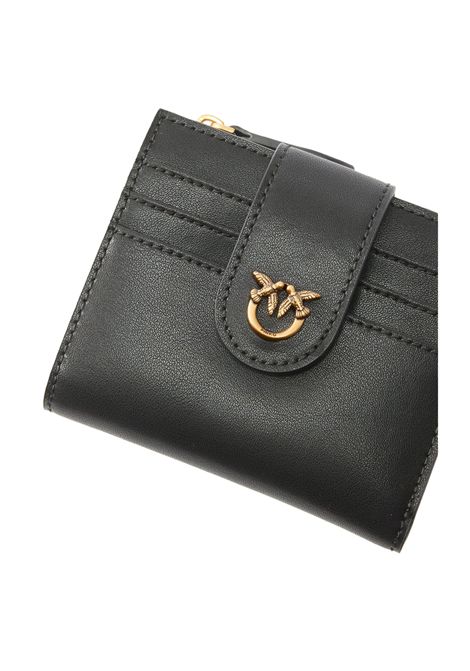 Portafoglio Pinko donna Multi Purpose Wallet 103610 A0F1 Nero pelle cotone zip placchetta texture PINKO | Portafogli | 103610 A0F1Z99Q